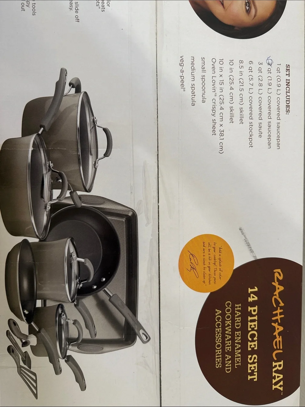 Rachael Ray 14-Piece Hard Enamel Cookware Set in Gray
